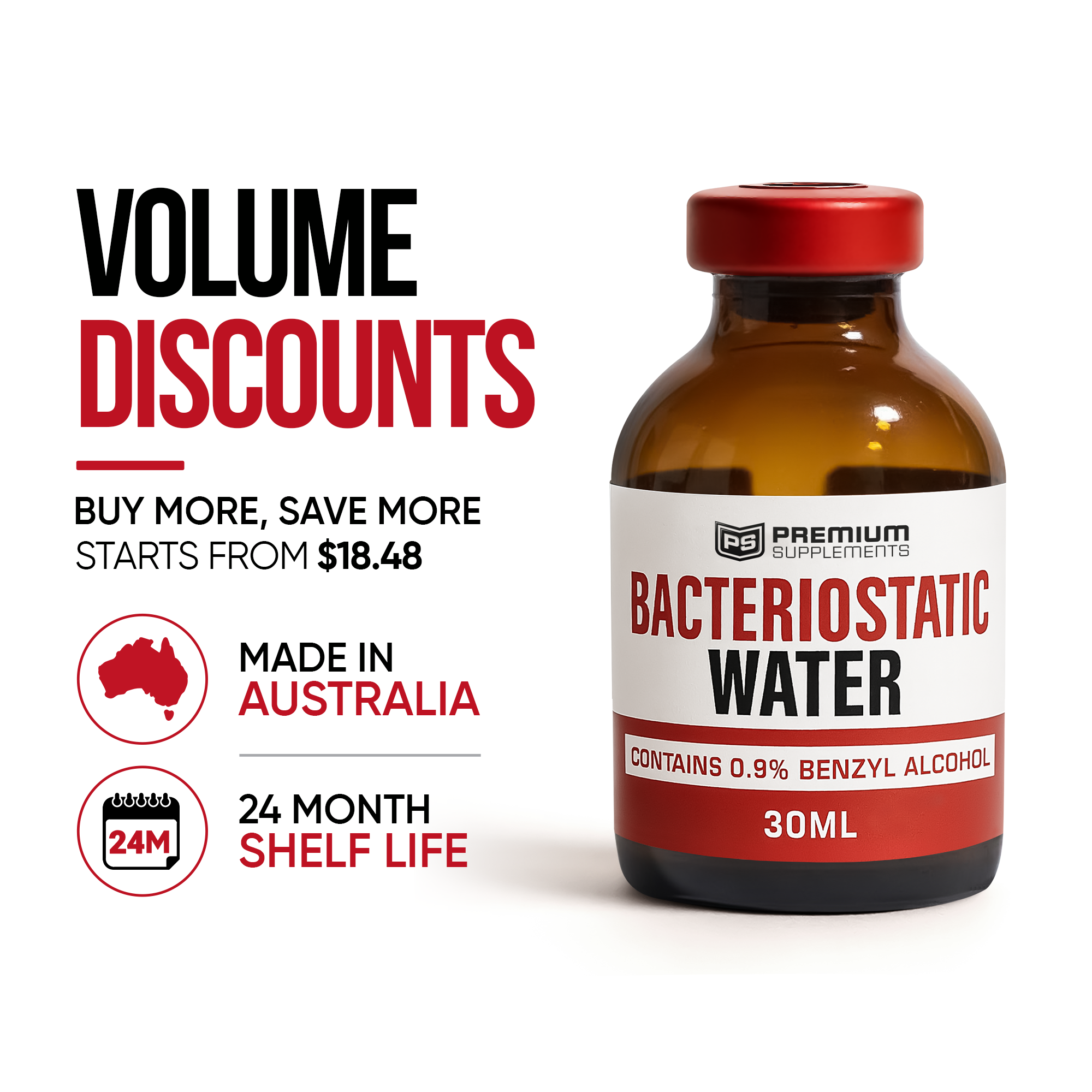 Bacteriostatic Water vial by Premium Supps