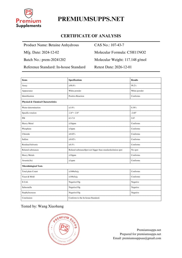 Lab Test - Betaine Anhydrous