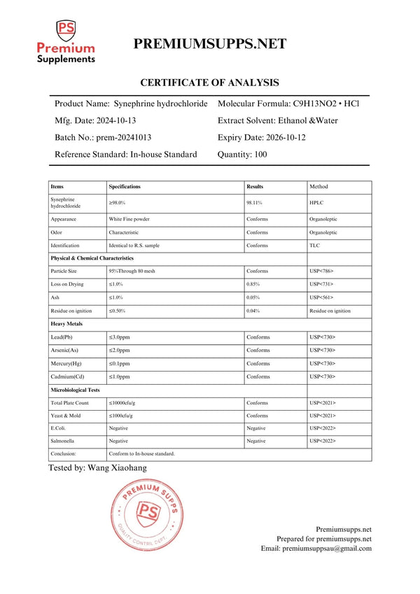 Lab Test - Synephrine hydrochloride