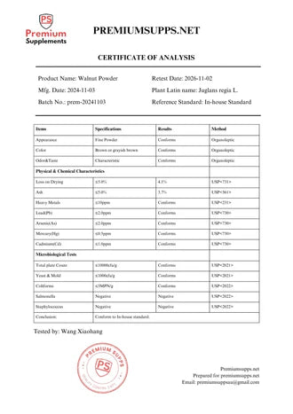 Lab Test - Walnut Powder